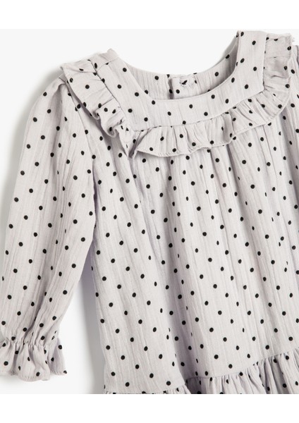 Elbise Uzun Kollu Bisiklet Yaka Manşetleri Lastikli Pamuklu modelleri