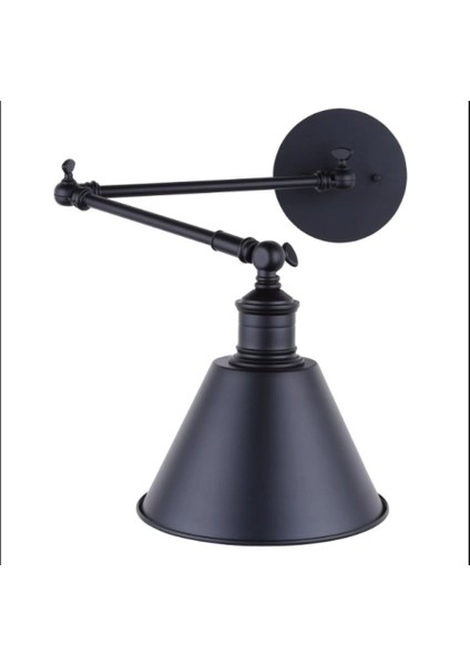 Rıolight Retro1,rustik,vintage Siyah 1XE27 Duylu Hareketli Başlık Akrobat Duvar Aplik