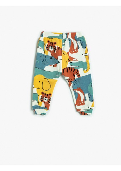 Jogger Eşofman Altı Beli Bağlamalı Hayvanlar Baskılı Pamuklu fiyatları