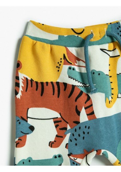 Jogger Eşofman Altı Beli Bağlamalı Hayvanlar Baskılı Pamuklu modelleri