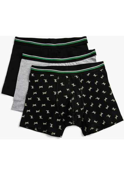 3'lü Boxer Seti Slogan Baskılı Pamuklu