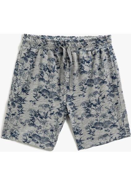 Çiçek Baskılı Şort Beli Bağlamalı