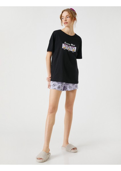 Daisy Duck Pijama Takımı Pamuklu Lisanslı Kısa Kollu Şortlu