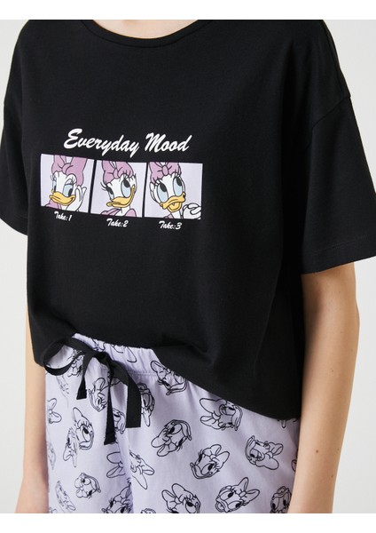 Daisy Duck Pijama Takımı Pamuklu Lisanslı Kısa Kollu Şortlu