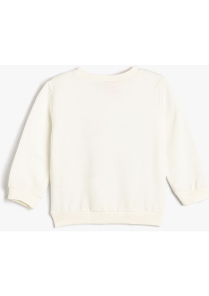 Sweatshirt Şardonlu Pul-Payet Detaylı Bisiklet Yaka Pamuklu