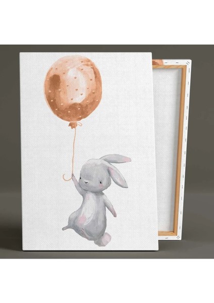 Elinde Balon Tutan Turuncu Elbiseli Tavşan Çocuk Odası Dekor Üçlü Kombin Kanvas Tablo ART0061 fiyatları