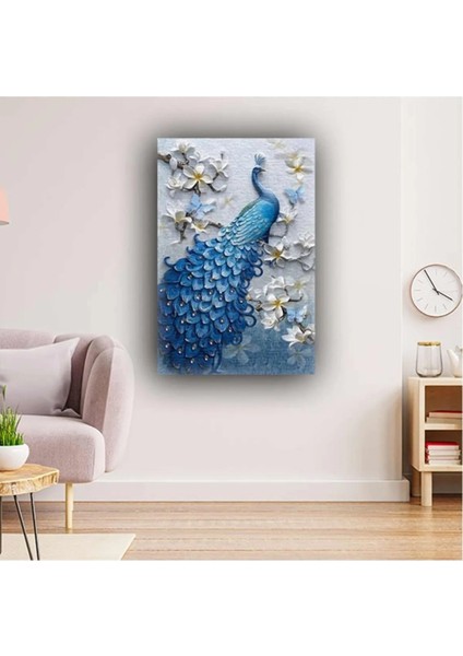 Kabartma 3D Görünümlü Tavus Kuşu Kanvas Tablo ART00111