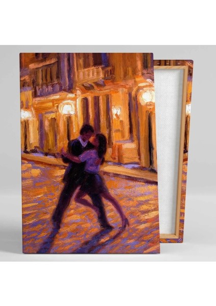 Dans Eden Çift Sokak Sanat Aşk Yağlı Boya Kanvas Tablo ART0051