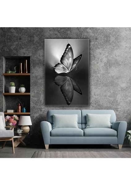 Kelebek Yansıma Simetri Siyah Beyaz Modern Dekoratif Kanvas Tablo ART00195