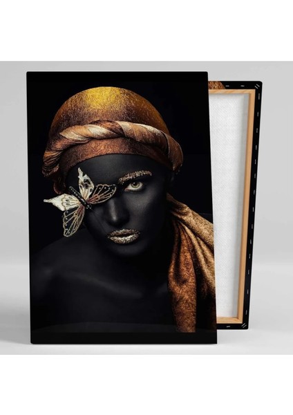 Afrikalı Siyahi Kadın Portre Gold African Woman Ikili Kombin 2 Li Set Kanvas Tablo ART0063
