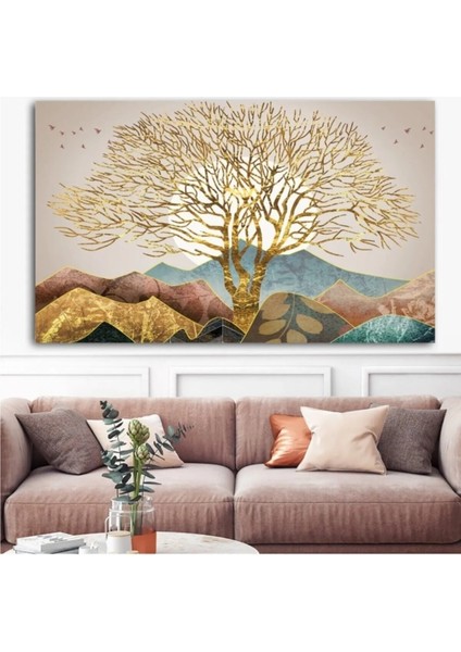 Dev Boyut Altın Ağaç Kanvas Tablo AR034