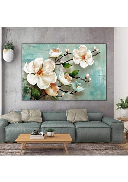 Dekoratif Inci Çiçek Yağlı Boya Efektli Modern Kanvas Tablo ART00180