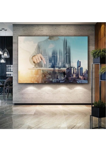 Şehir Inşaatı Mimarlık Mühendislik Büro Emlak Ofisi Dekor Building Kanvas Tablo ART00153