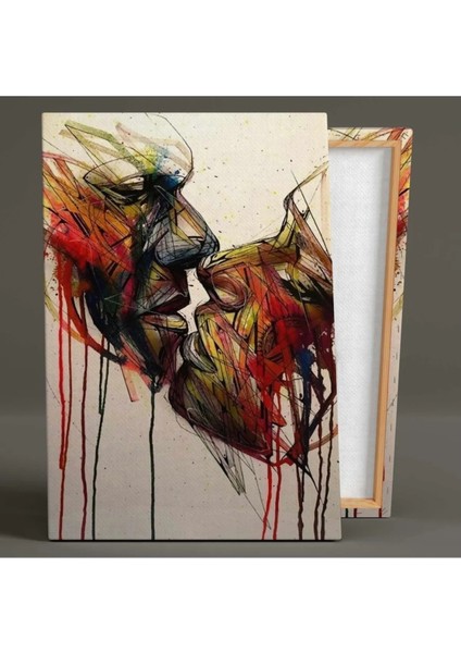 Öpüşen Çift Soyut Ilüstrasyon Aşk Love Woman Kanvas Tablo ART00105 fiyatları
