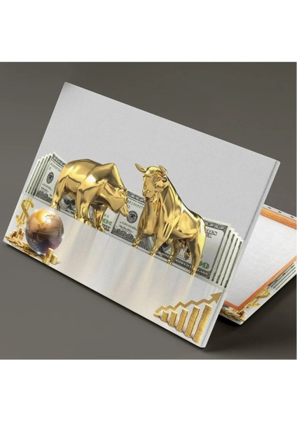 Altın Boğa ve Ayı Borsa Ekonomi Finans Dolar Altın Dünya Gold Lüks Dekor Kanvas Tablo ART00149