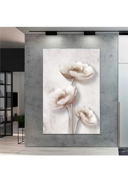 Tasarım Beyaz Çiçek Kanvas Tablo AR029