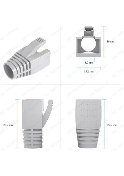 BK Teknoloji RJ45 CAT6/CAT6A/CAT7 Gerilim Giderici Boot Koruma Kılıfı 10 Adet