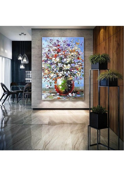 Büyük Çiçek Demeti Vazoda Kanvas Tablo ART0034