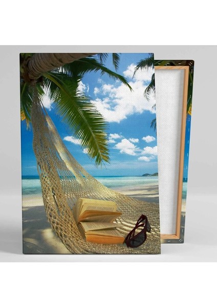 Hamak Kitap Kumsal Sahil Tatil Kanvas Tablo ART0028 fiyatları