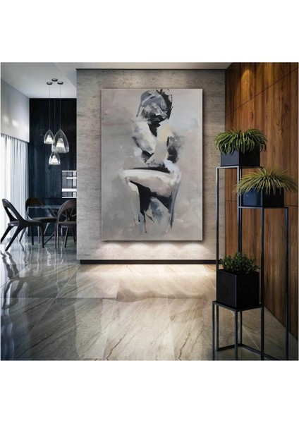 Birbirine Sarılmış Soyut Çift Nü Aşk Love Kanvas Tablo ART00191