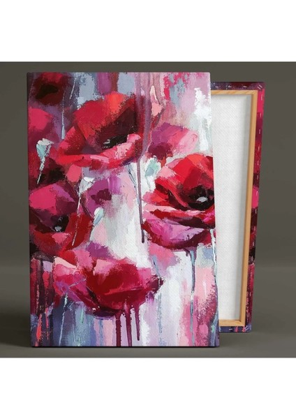 Kırmızı Gelincik Çiçeği Fırça Izleri Kanvas Tablo ART0079 fiyatları