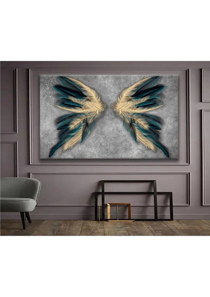 Dekoratif Tasarım Tüğ Kanat Kanvas Tablo AR058