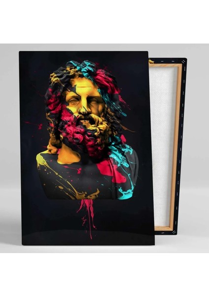 Renkli Zeus Heykeli Art Yunan Mitoloji Dekoratif Modern Kanvas Tablo ART00183 fiyatları
