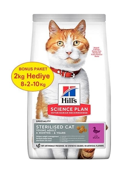 Hills Young Sterilised Ördekli Kısırlaştırılmış Kedi Maması 8+2 kg