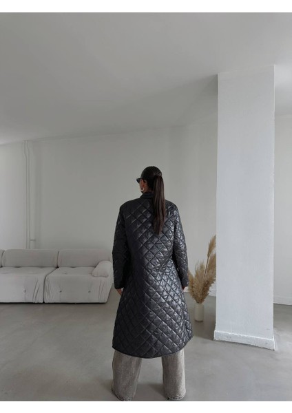 Kadın Cepli Dik Yaka Kapitone Mont Kaban fiyatları