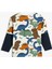 Dinozorlu Sweatshirt Bisiklet Yaka Uzun Kollu Renk Bloklu Pamuklu 2
