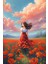 Renkli Baskılı Sayılarla Boyama Hobi Seti (Çerçeveli) 40X50 Cm: Gelincik Tarlası 1