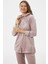 Tam Fermuarlı Kadife Taşlı Eşofman Takım - Açık Pembe 5