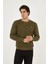 Bisiklet Yaka Ön Detaylı Basic Sweatshirt 2