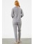 Gömlek Yaka Düğmeli Polar Pijama Takım - Gri 3