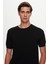 Slim Fit Siyah Düz Örgü T-Shirt 1EF060638904M 2