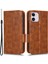 Apple iPhone 12 Mini Telefon Kılıfı Için 5.4 Inç Çok Fonksiyonlu Pu Deri Telefon Kapağı Baskılı Üçgen Desen Anti-Çizgiye Destekleme Destekleme Brown (Yurt Dışından) 1