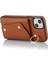 Apple iPhone 12 Mini Deri Kaplamalı Tpu Telefon Kickstand Case Zipper Cüzdan Crossbody Phone Cover-Brown (Yurt Dışından) 4