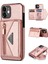 Apple iPhone 12 Telefon Kapağı Şok Geçirmez Fermuarlı Cep Cüzdan Tasarım Pu Deri+Tpu Kickstand-Pink ile Telefon Kılıfı (Yurt Dışından) 1