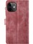 Apple iPhone 12 Mini Telefon Kılıfı Için Birden Çok Kart Yuvası Damla Geçirmez Tam Vücut Koruması Fermuarlı Cüzdan Pu Deri Stand 5.4 Inç-Kırmızı (Yurt Dışından) 3