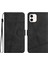 Apple iPhone 12 Mini Telefon Kılıfı 5.4 Inç Cüzdan Tasarımı Cilt Touch Hissed Hissediyor Pu Deri Deri Telefon Kapak Çizgileri Baskılı Flip Stand Kabuk Kılıfı Black (Yurt Dışından) 1