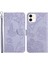 Apple iPhone 12 Mini Telefon Kılıfı 5.4 Inç Kelebek Çiçek Deseni Baskılı Stand Kılıfı Şok Geçirmez Cilt Düzenli Hissetme Pu Deri Deri Cüzdan Anti-Fall Kapak Kayış Işığı Mor ile (Yurt Dışından) 1