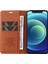 Apple iPhone 12 Mini Telefon Kılıfı Şok Geçirmez 5.4 Inç YK-001 Manyetik Kapatma Telefon Kapağı Flip Deri Cüzdan Stand-Brown (Yurt Dışından) 2