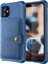 Apple iPhone 12 Mini Telefon Kılıfı Kickstand Deri Kaplamalı Tpu Koruyucu Kapak Kart Tutucu [dahili Manyetik Sayfa] -Blue (Yurt Dışından) 2