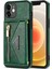 Apple iPhone 12 Mini Telefon Kılıfı Için 5.4 Inç Kickstand Tasarım Cüzdan Anti-Çizelge Damla Damlı Pu Deri+Tpu Mobile, Long Lanyard-Green ile (Yurt Dışından) 2
