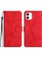 Apple iPhone 12 Mini Telefon Kılıfı 5.4 Inç Cüzdan Tasarımı Cilt Touch Hissed Hissediyor Pu Deri Deri Telefon Kapak Çizgileri Baskılı Flip Stand Kabuğu Korusu (Yurt Dışından) 1