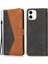 Apple iPhone 12 Mini Telefon Kılıfı Çift Renk Ekleme Cüzdan Tasarımı Deri Deri Telefon Koruyucu Kapak Kabuğu, 5.4 Inç-Siyah/kahverengi (Yurt Dışından) 1