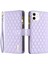 Apple iPhone 12 Mini Telefon Kılıfı Için 5.4 Inç Fermuarı Cep Baskı Rhombus Desen Mat Pu Cüzdan Stand-Murple Deri (Yurt Dışından) 1