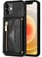 Apple iPhone 12 Mini Telefon Kılıfı Için 5.4 Inç Kickstand Tasarım Cüzdan Anti-Çizgiye Damla Damla Koşullu Pu Deri+Tpu Mobile Long Lanyard-Black (Yurt Dışından) 2