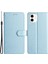 Apple iPhone 12 Mini Telefon Kılıfı Için Cüzdan Stand Kılıfı 5.4 Inç Ipek Doku Pu Deri Telefon Kapağı Bilek Kayış Mavisi (Yurt Dışından) 1
