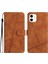 Apple iPhone 12 Mini Telefon Kılıfı 5.4 Inç Cüzdan Tasarımı Cilt Touch Hissed Hissediyor Pu Deri Deri Telefon Kapak Çizgileri Baskılı Flip Stand Kabuk Korsa-Kahverengi (Yurt Dışından) 1